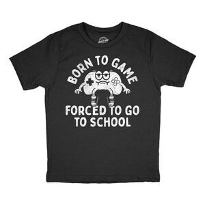 Youth Funny T Shirts Born To Game Forced To Go To School Sarcastic Graphic